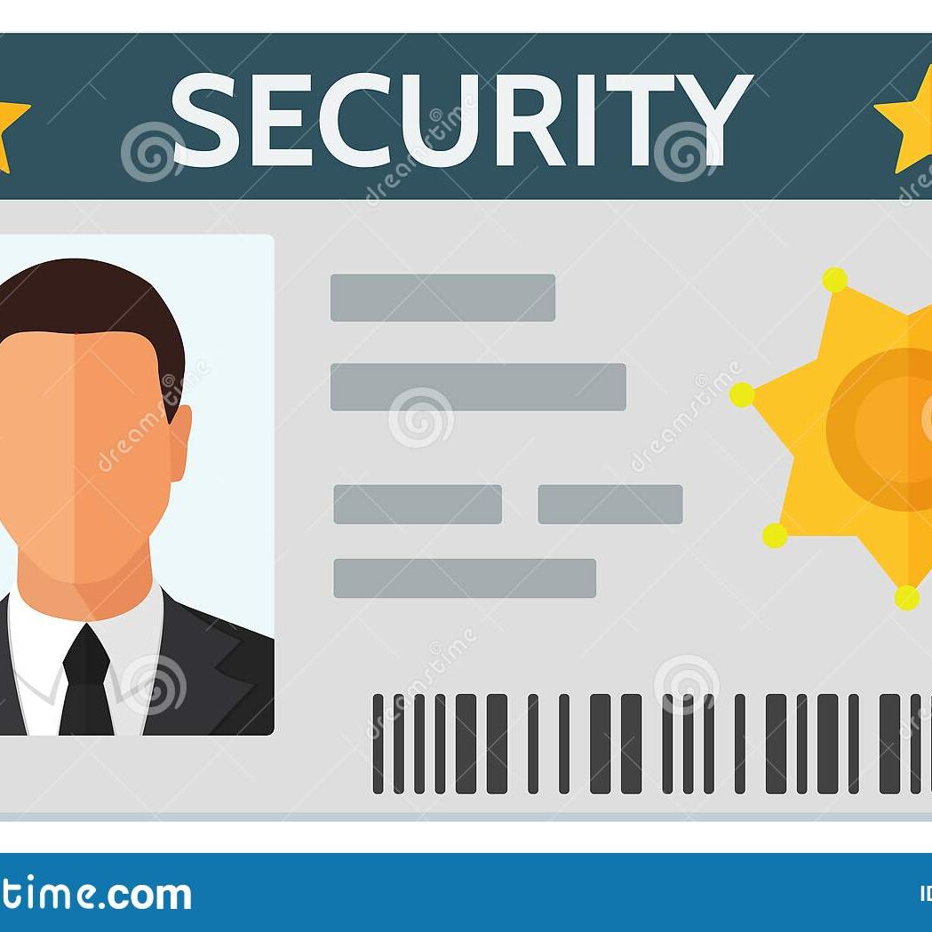 flat-style-vector-illustration-security-staff-id-card-template-guard-officer-plastic-badge-design-text-isolated-white-143619101